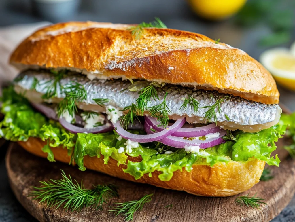 Quick and easy Matjesbrötchen recipe with marinated herring and fresh ingredients