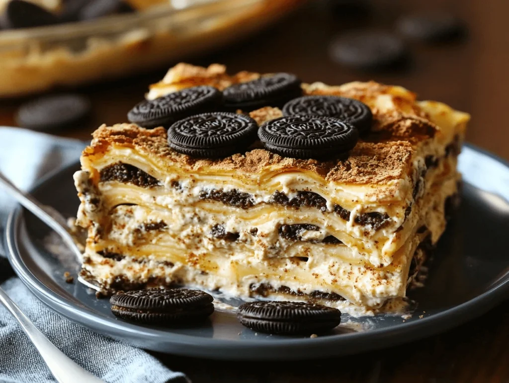 Classic Golden Oreo Lasagna with Cream Cheese Layers